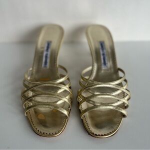Manolo Blahnik Gold Kitten Heels